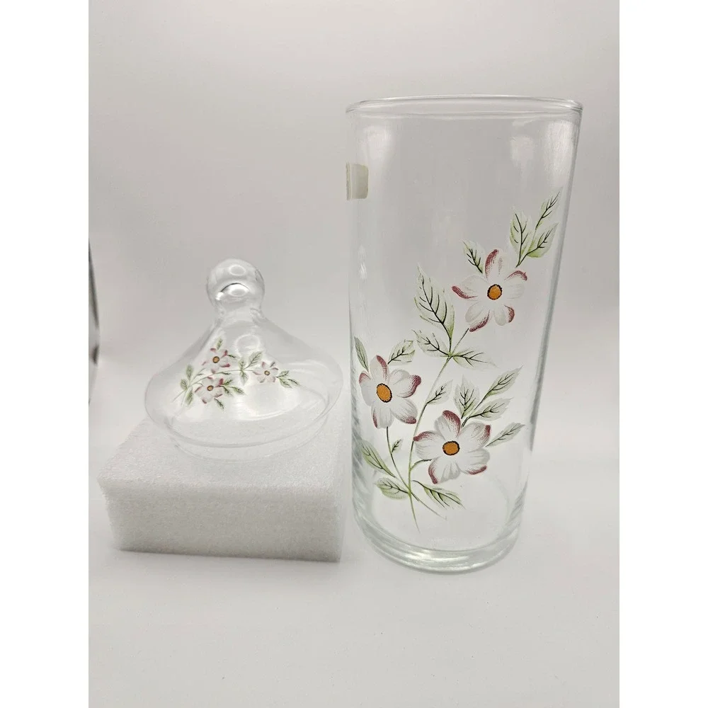 Crystal Clear Industries Handcrafted Crystal Floral Jar with Lid Made in Turkey